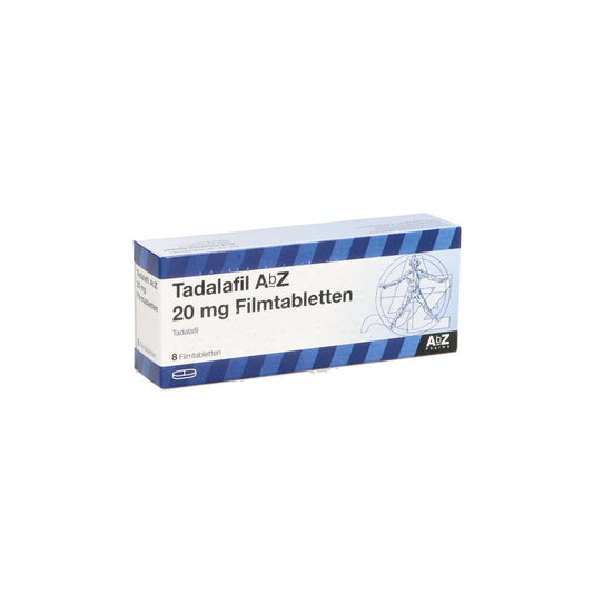 Das Produktfoto zeigt Tadalafil Abz 20 Mg Filmtabletten (8 stk) PZN 13168824