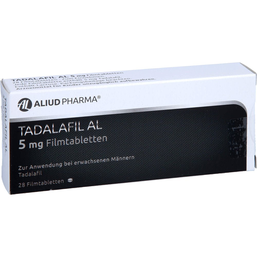 Das Produktfoto zeigt Tadalafil Al 5 Mg Filmtabletten (28 stk) PZN 13231876