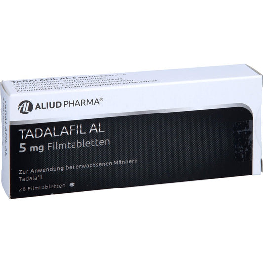 Das Produktfoto zeigt Tadalafil Al 5 Mg Filmtabletten (28 stk) PZN 13231876
