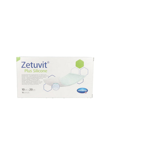 Das Produktfoto zeigt Zetuvit Plus Silicone Steril 10x20 Cm (10 stk) PZN 13231994