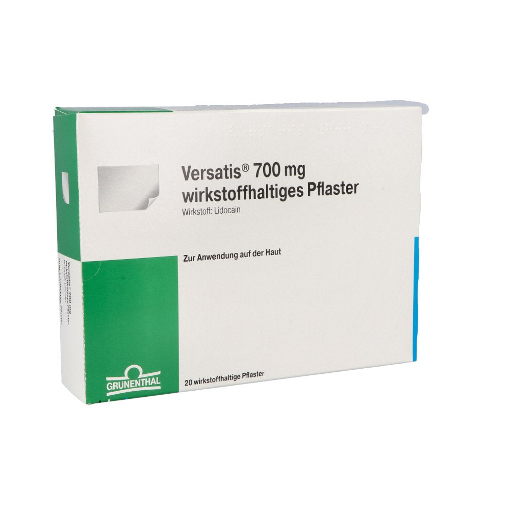 Das Produktfoto zeigt Versatis 700 Mg Wirkstoffhaltiges Pflaster (20 stk) PZN 13232835