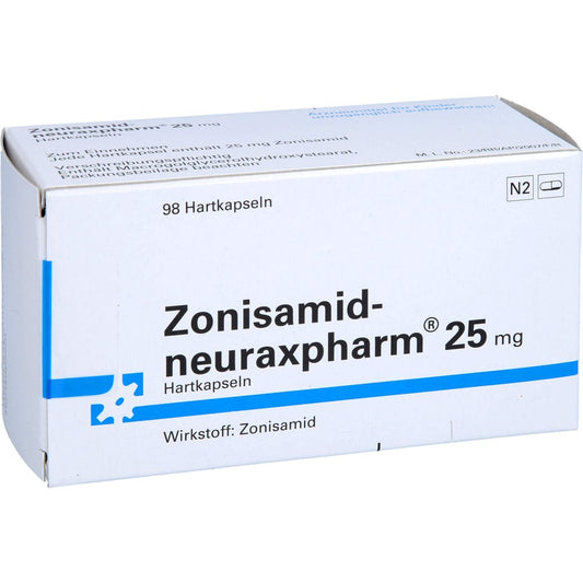 Das Produktfoto zeigt Zonisamid-Neuraxpharm 25 Mg Hartkapseln (98 stk) PZN 13233533