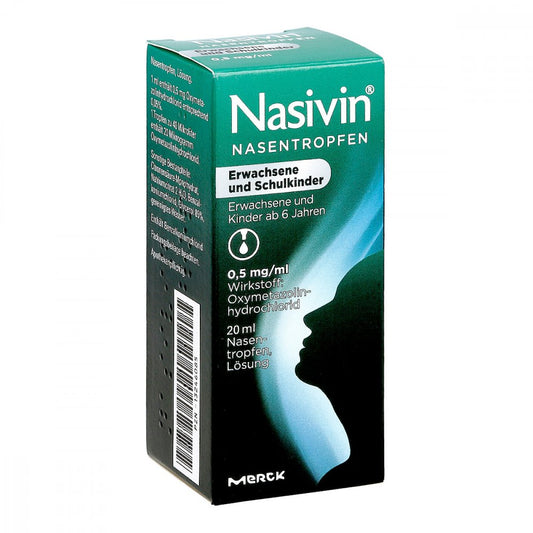 Das Produktfoto zeigt Nasivin Nasentropfen Erwachsene U.Schulkinder (20 ml) PZN 13246085