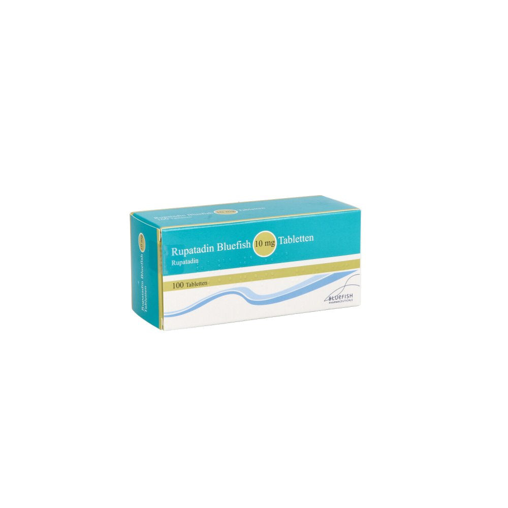 Das Produktfoto zeigt Rupatadin Bluefish 10 Mg Tabletten (100 stk) PZN 13247908