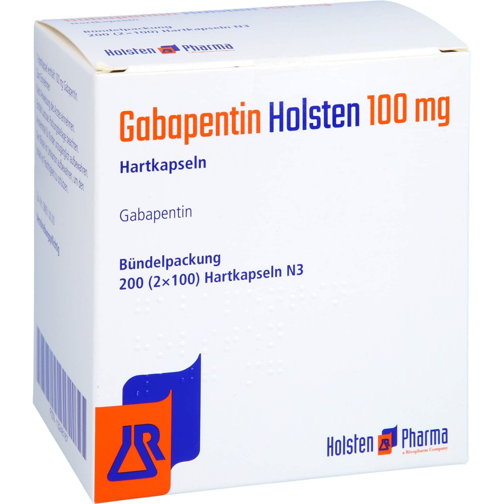 Das Produktfoto zeigt Gabapentin Holsten 100 Mg Hartkapseln (200 stk) PZN 13248167