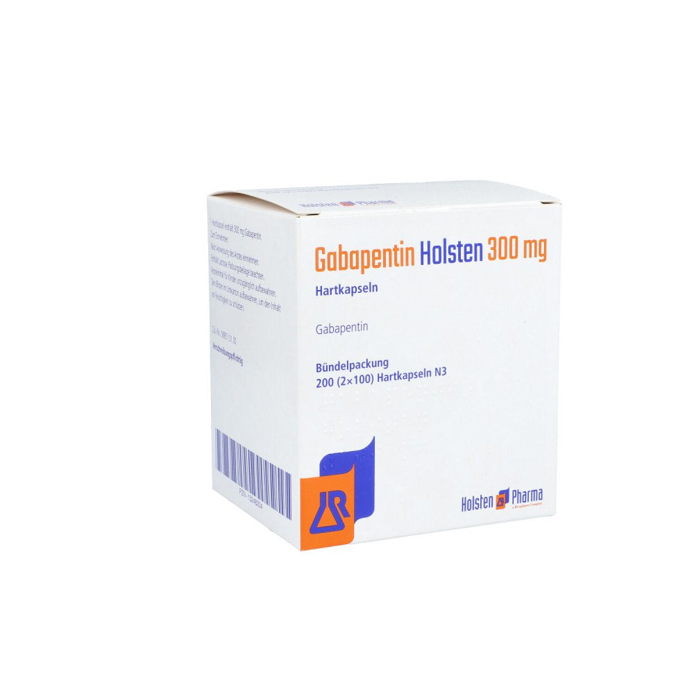 Das Produktfoto zeigt Gabapentin Holsten 300 Mg Hartkapseln (200 stk) PZN 13248204