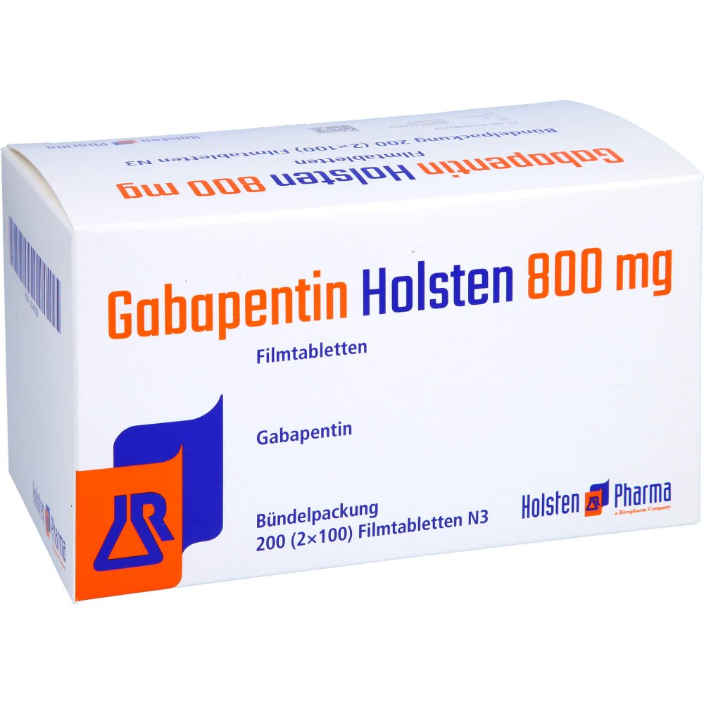 Das Produktfoto zeigt Gabapentin Holsten 800 Mg Filmtabletten (200 stk) PZN 13248322