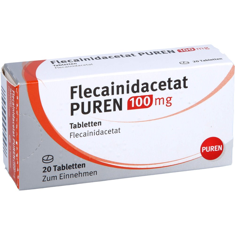 Das Produktfoto zeigt Flecainidacetat Puren 100 Mg Tabletten (20 stk) PZN 13249994