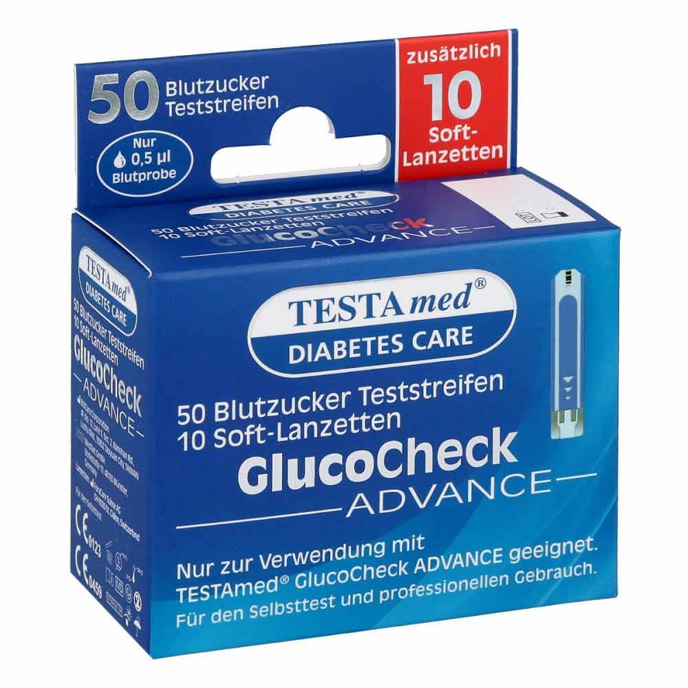Testamed Glucocheck Advance 50 Teststr.M.10 Lanz. (1 Pck)