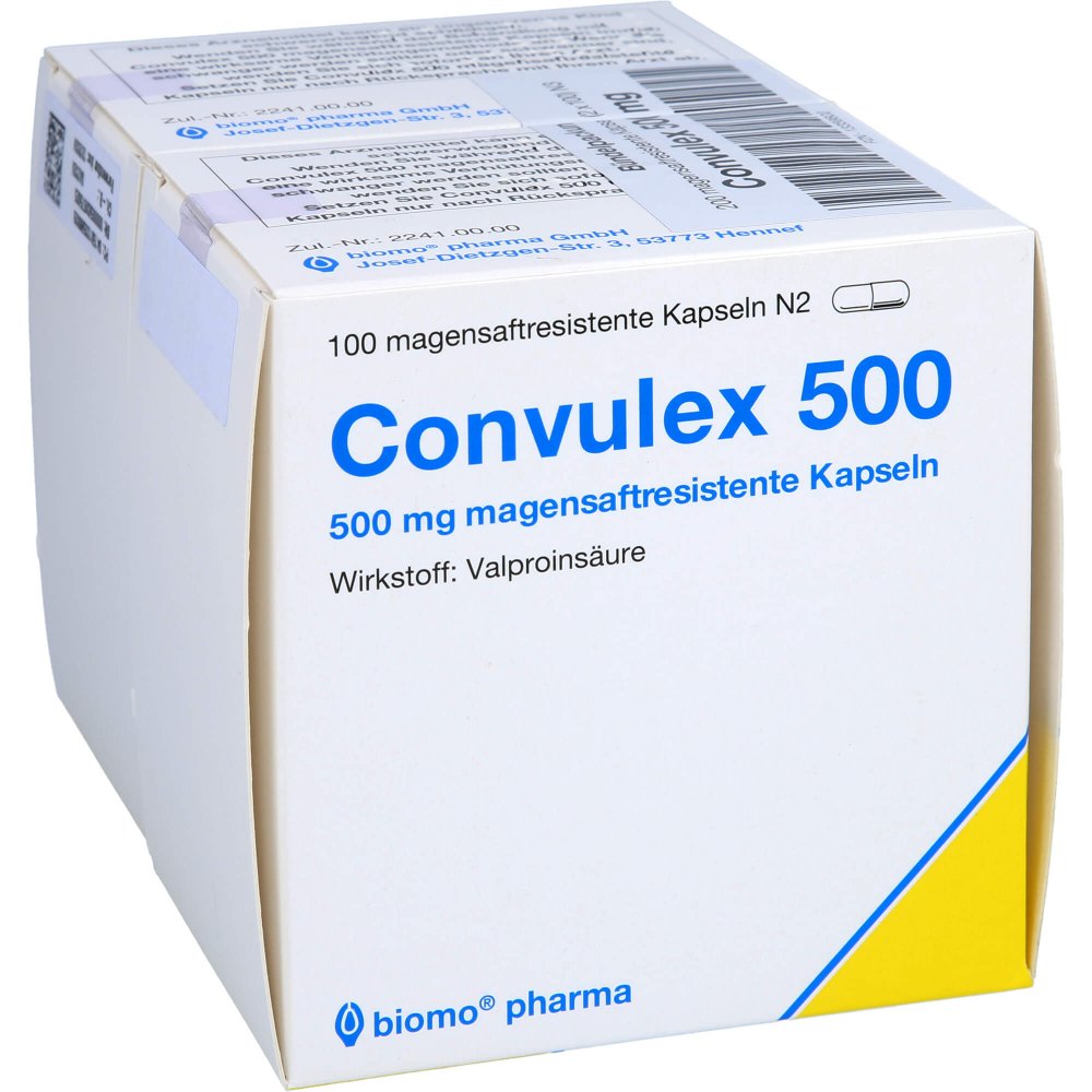 Das Produktfoto zeigt Convulex 500 Mg Magensaftresistente Kapseln (200 stk) PZN 13358602