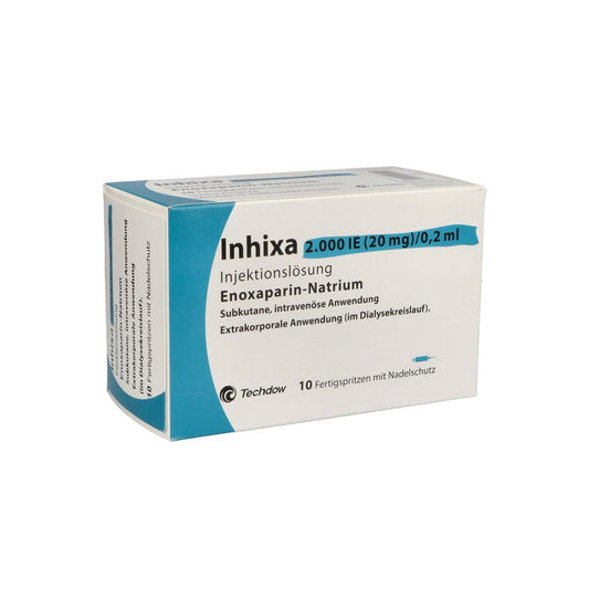 Das Produktfoto zeigt Inhixa 2.000 I.E. 20 Mg/0,2 Ml Ilo F.Sp.+Sich-Sys. (10 stk) PZN 13415369