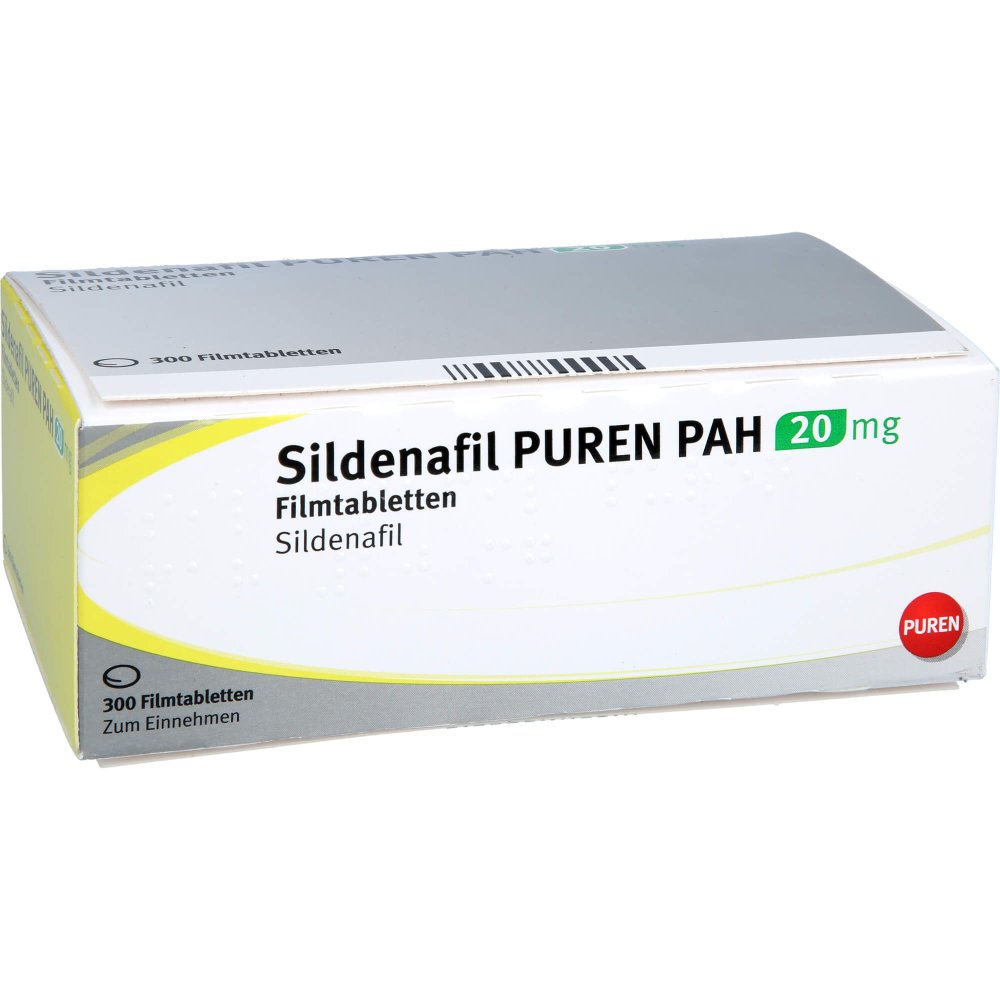 Das Produktfoto zeigt Sildenafil Puren Pah 20 Mg Filmtabletten (300 stk) PZN 13417339