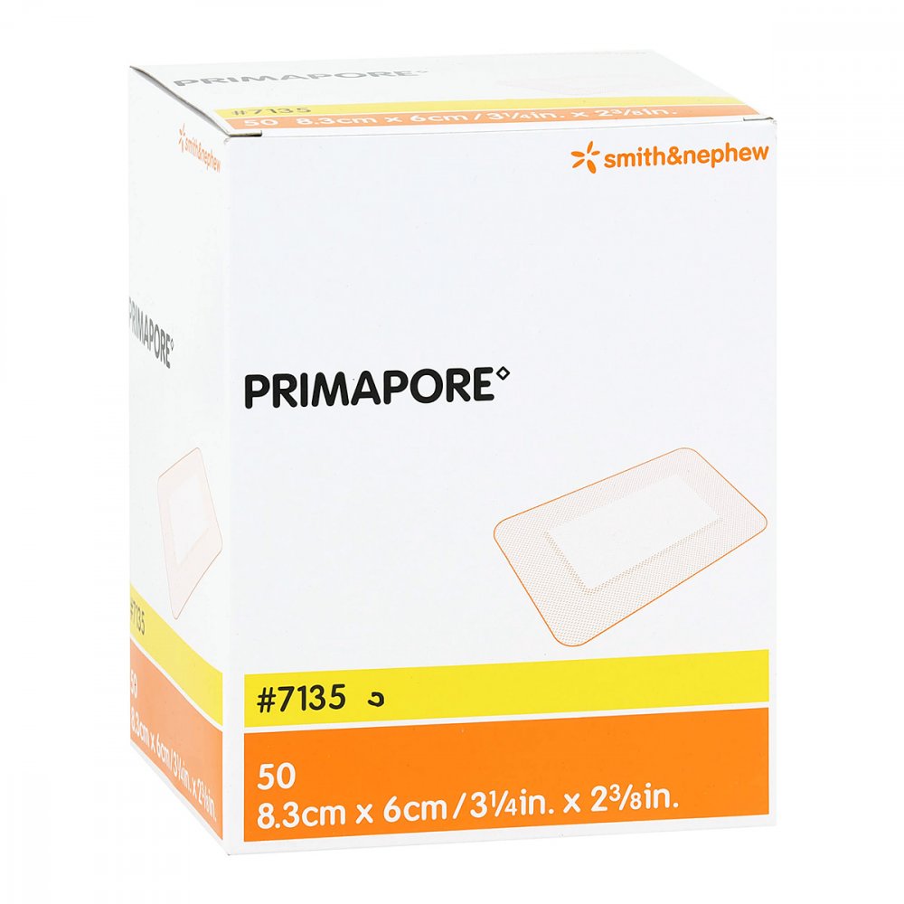 Das Produktfoto zeigt Primapore 6x8,3 Cm Wundverband Steril (50 stk) PZN 13422412