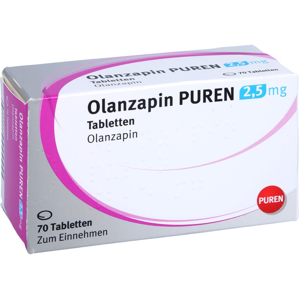 Das Produktfoto zeigt Olanzapin Puren 2,5 Mg Tabletten (70 stk) PZN 13422441