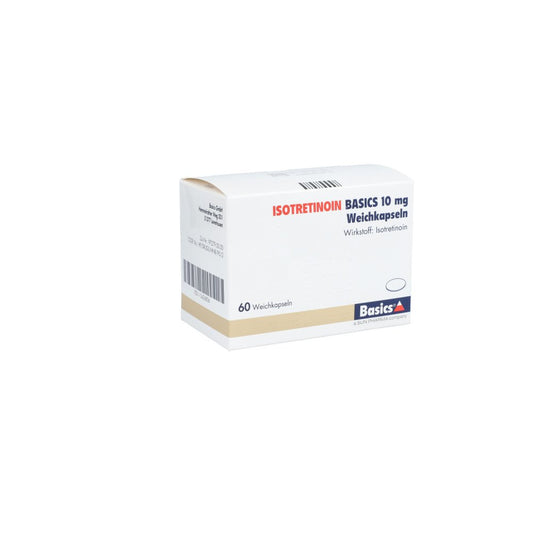 Das Produktfoto zeigt Isotretinoin Basics 10 Mg Weichkapseln (60 stk) PZN 13426806