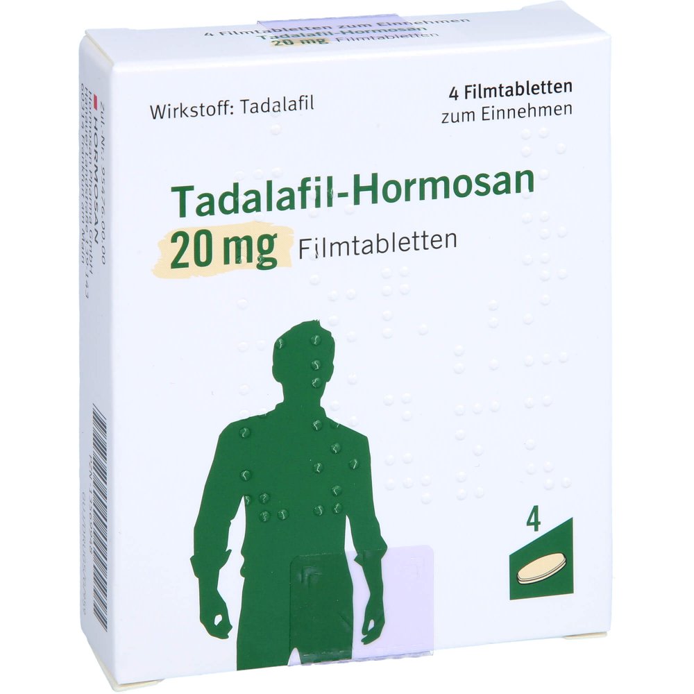 Das Produktfoto zeigt Tadalafil-Hormosan 20 Mg Filmtabletten (4 stk) PZN 13569948