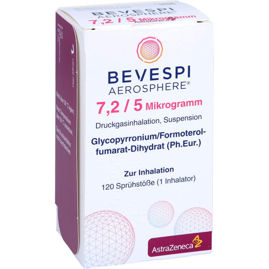 Das Produktfoto zeigt Bevespi Aerosphere 7,2 Μg/5 Μg Dru.Gasinh.120hub (1 stk) PZN 13570710