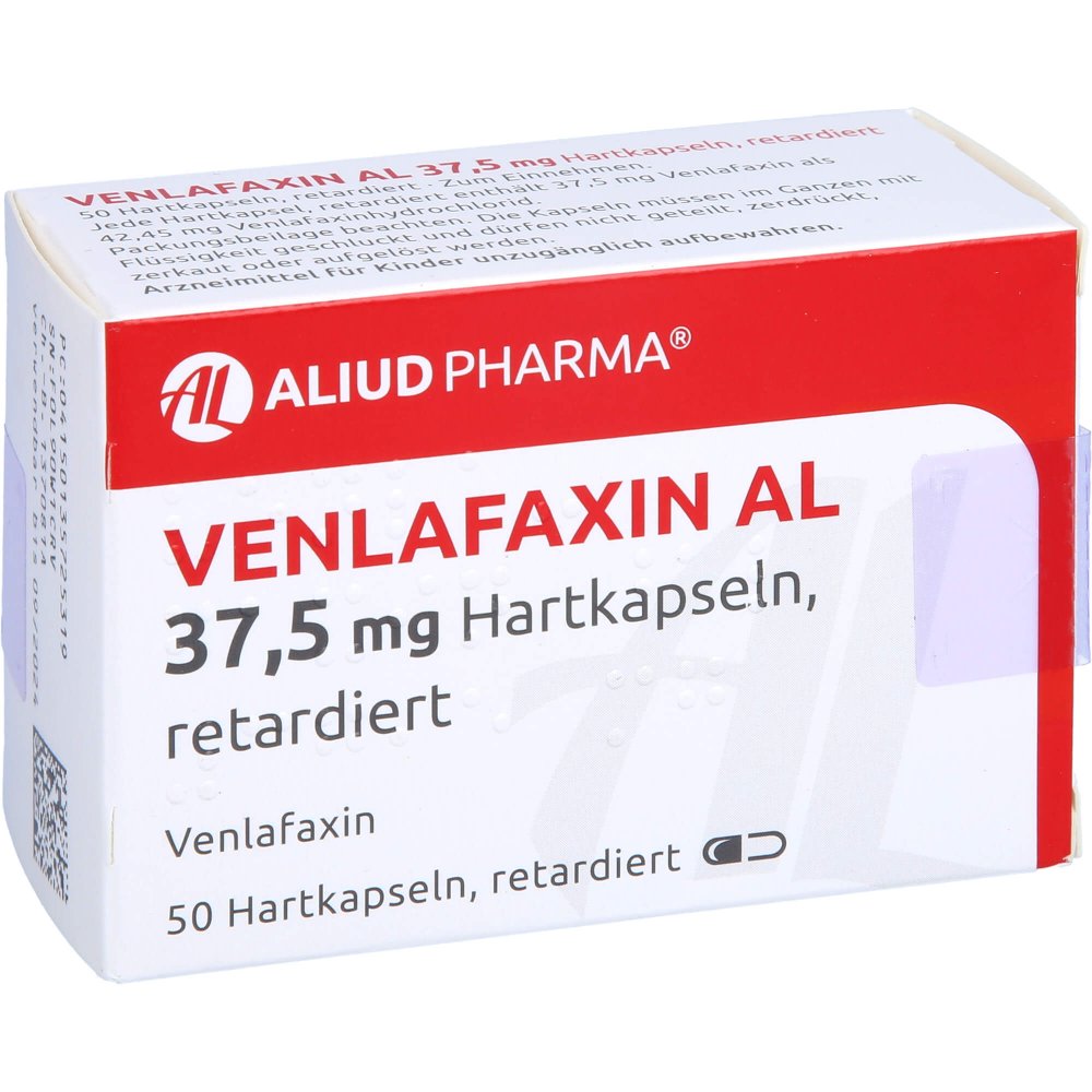 Das Produktfoto zeigt Venlafaxin Al 37,5 Mg Hartkapseln Retardiert (50 stk) PZN 13572531