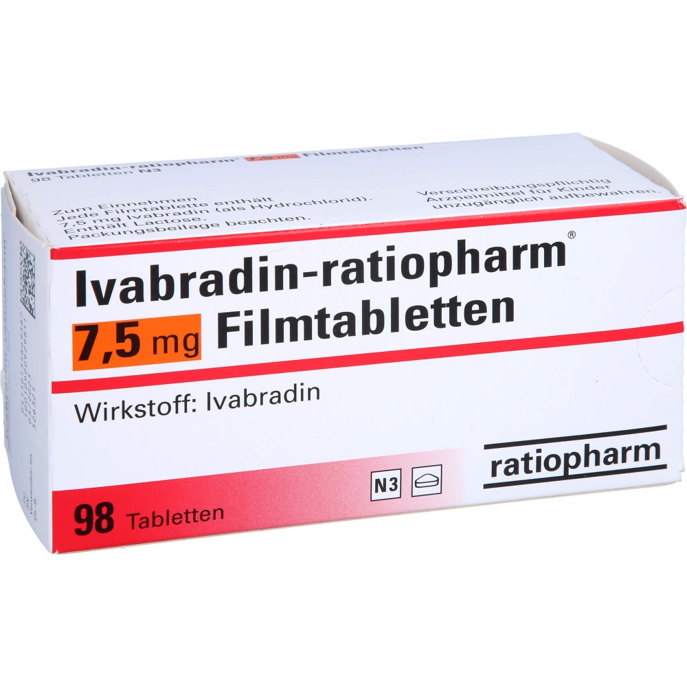 Ivabradin-Ratiopharm 7,5 Mg Filmtabletten (98 stk)