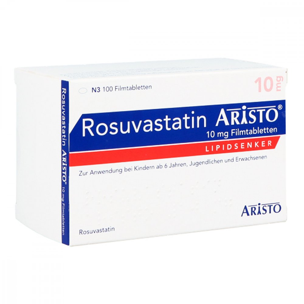Das Produktfoto zeigt Rosuvastatin Aristo 10 Mg Filmtabletten (100 stk) PZN 13588609
