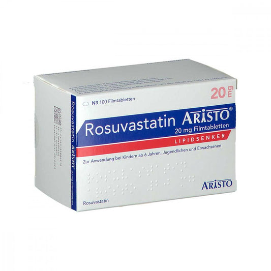 Das Produktfoto zeigt Rosuvastatin Aristo 20 Mg Filmtabletten (100 stk) PZN 13588621