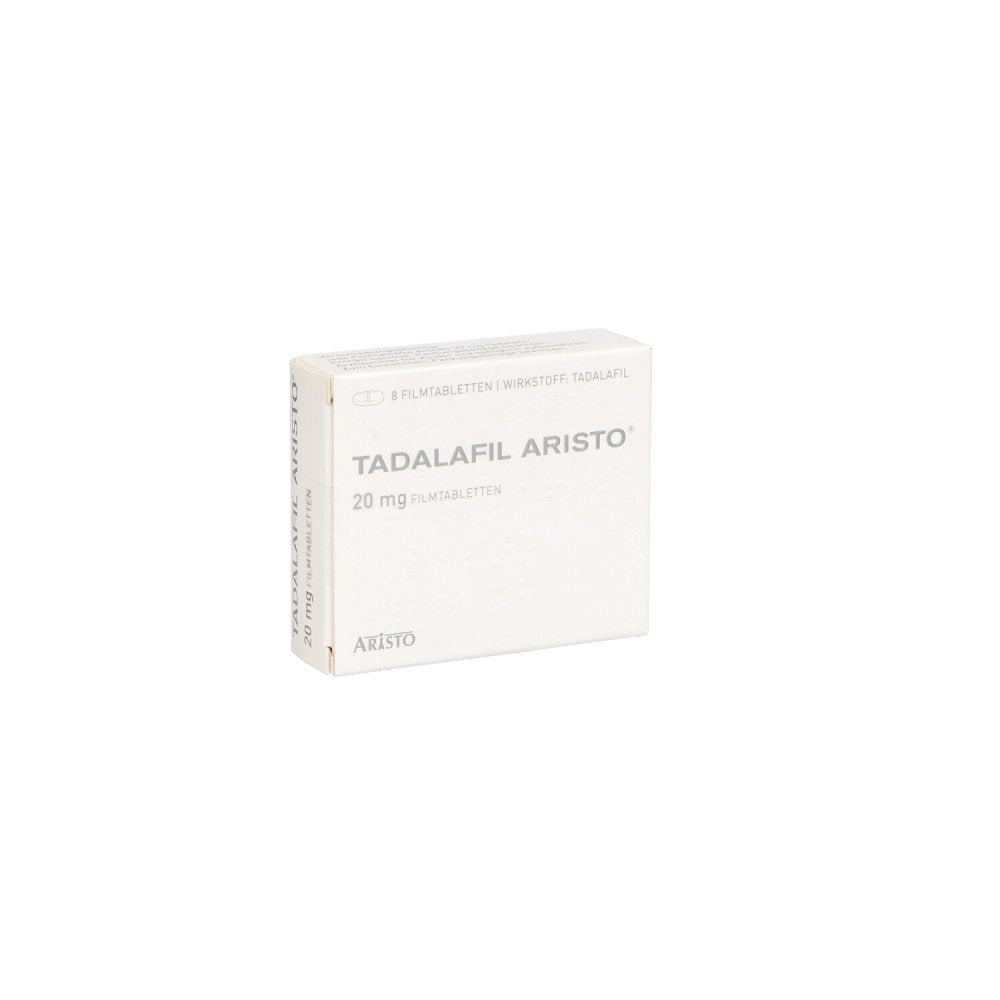 Das Produktfoto zeigt Tadalafil Aristo 20 Mg Filmtabletten (8 stk) PZN 13590032