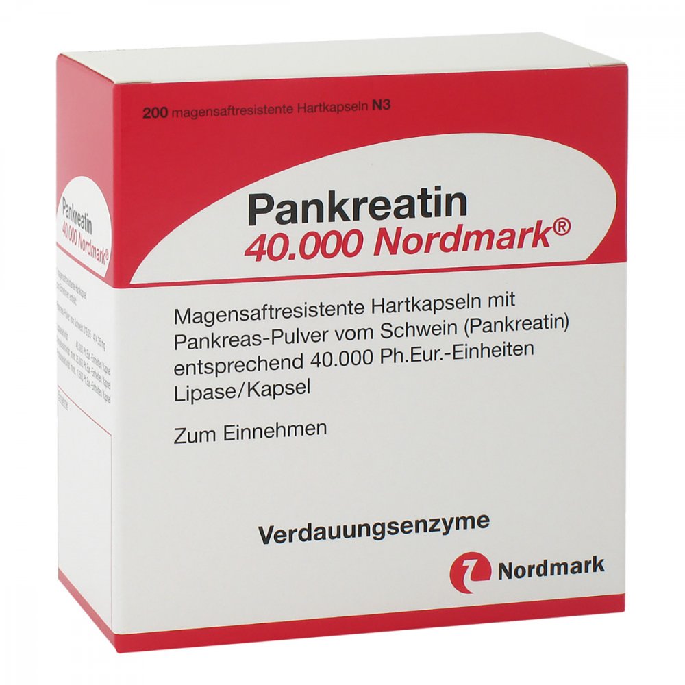 Das Produktfoto zeigt Pankreatin 40.000 Nordmark Magensaftres.Hartkaps. (200 stk) PZN 13649624