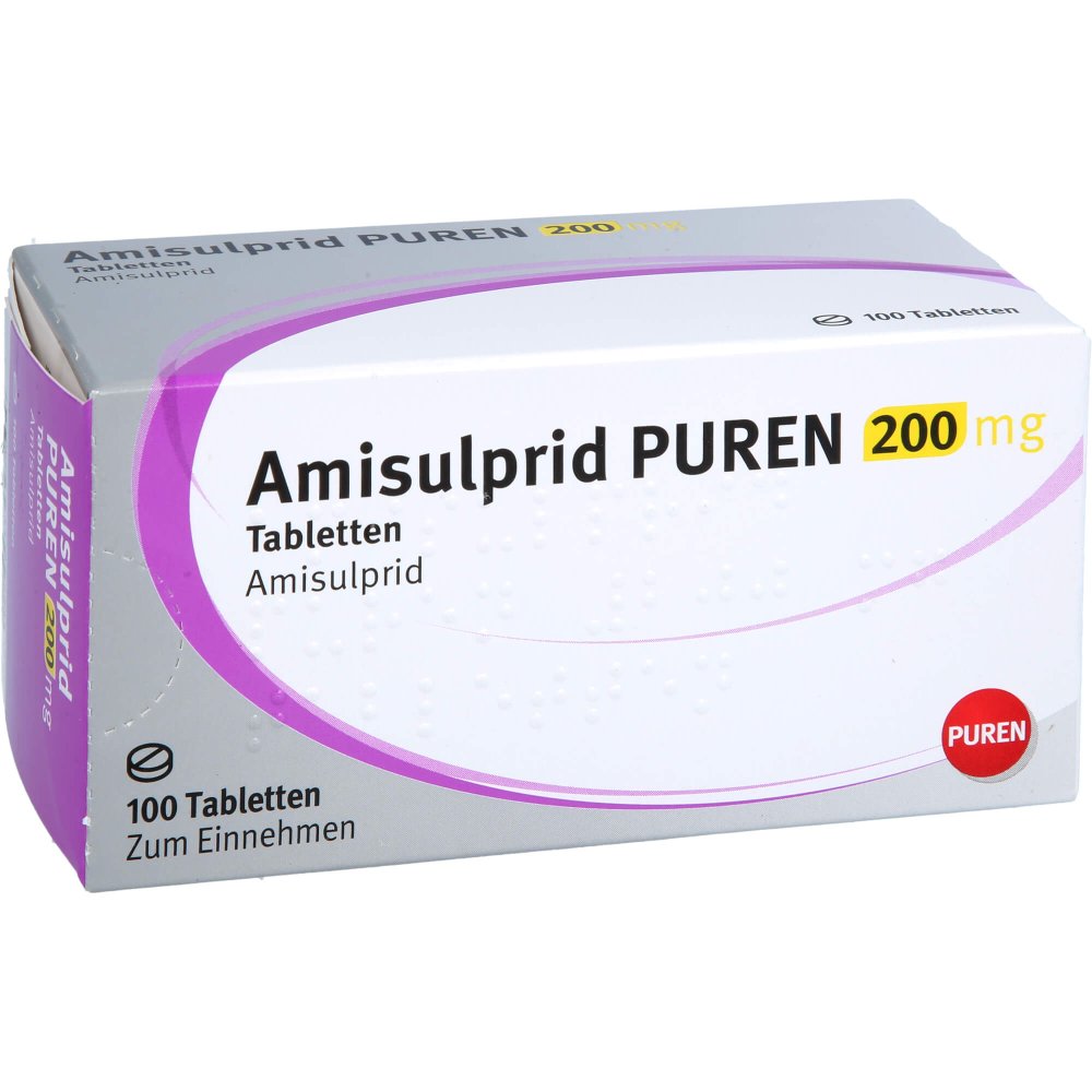 Das Produktfoto zeigt Amisulprid Puren 200 Mg Tabletten (100 stk) PZN 13655524