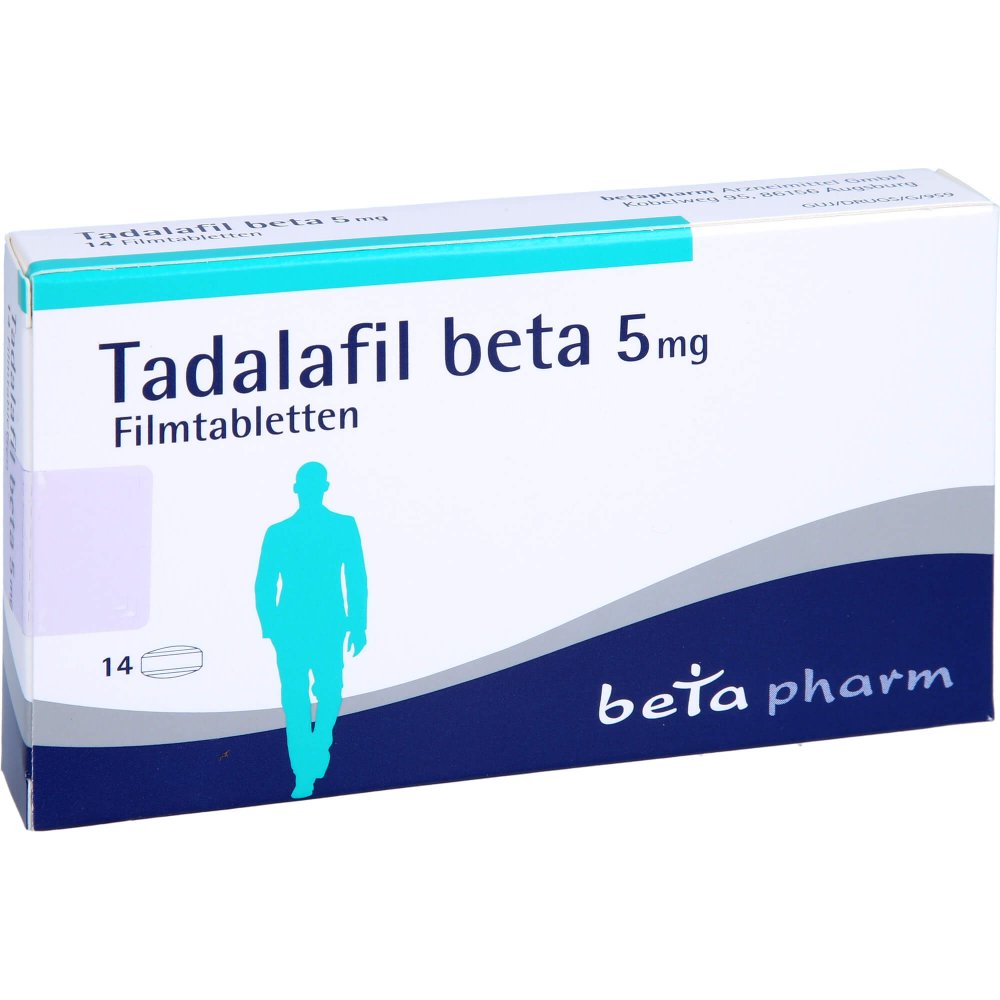 Das Produktfoto zeigt Tadalafil Beta 5 Mg Filmtabletten (14 stk) PZN 13700012