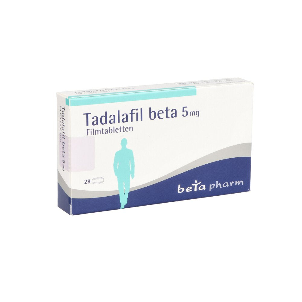 Das Produktfoto zeigt Tadalafil Beta 5 Mg Filmtabletten (28 stk) PZN 13700029