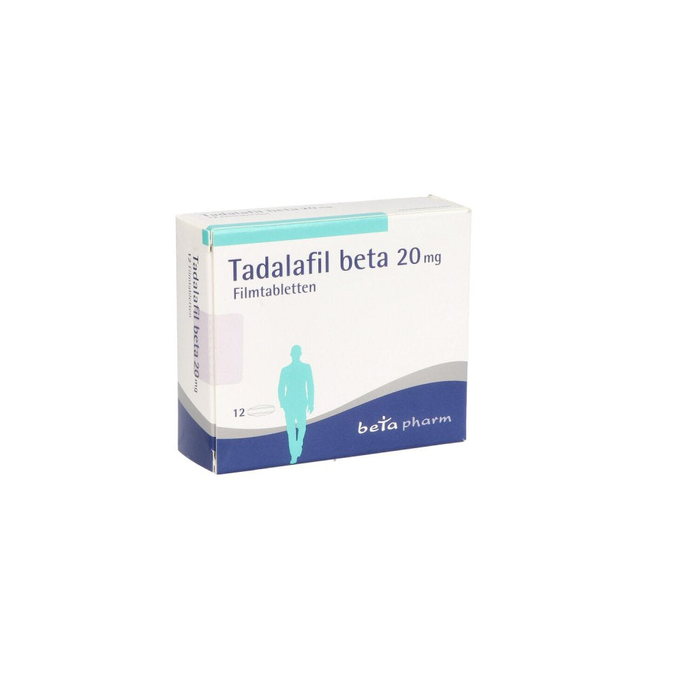 Das Produktfoto zeigt Tadalafil Beta 20 Mg Filmtabletten (12 stk) PZN 13700265