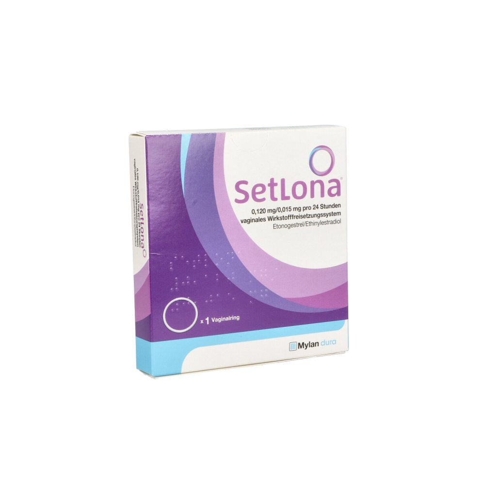 Das Produktfoto zeigt Setlona 0,120mg/0,015mg Pro 24h Vag.Wst.-Frs.Sys. (1 stk) PZN 13704323