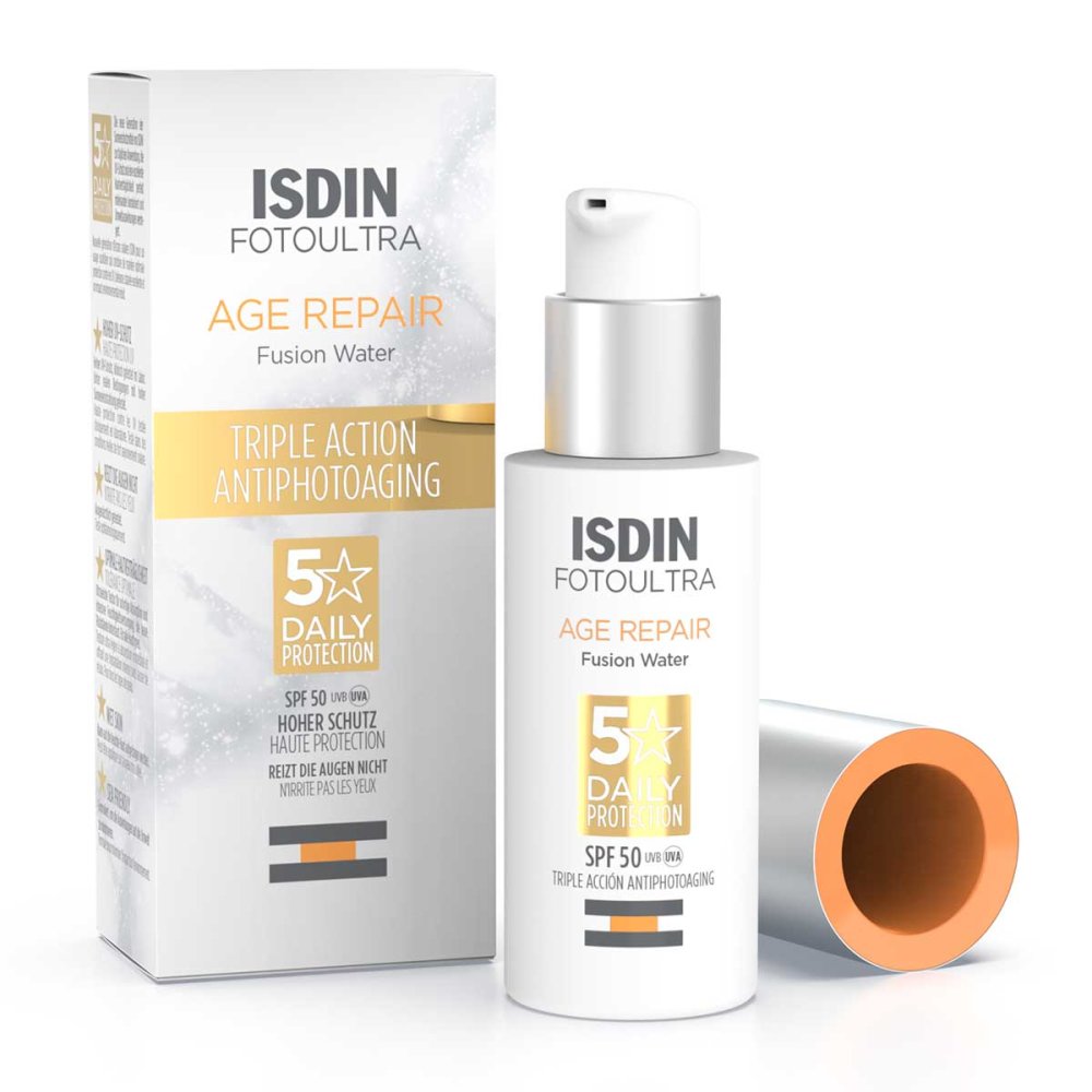 Das Produktfoto zeigt Isdin Fotoultra Age Repair Emulsion Lsf 50 (50 ml) PZN 13713664