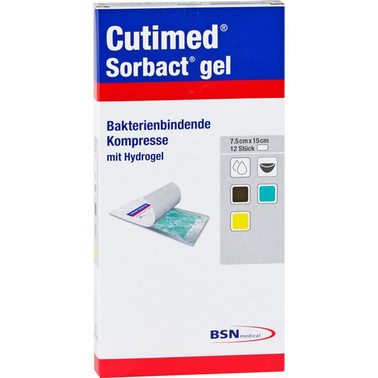 Das Produktfoto zeigt Cutimed Sorbact Gel Kompressen 7,5x15 Cm (10 stk) PZN 13719218