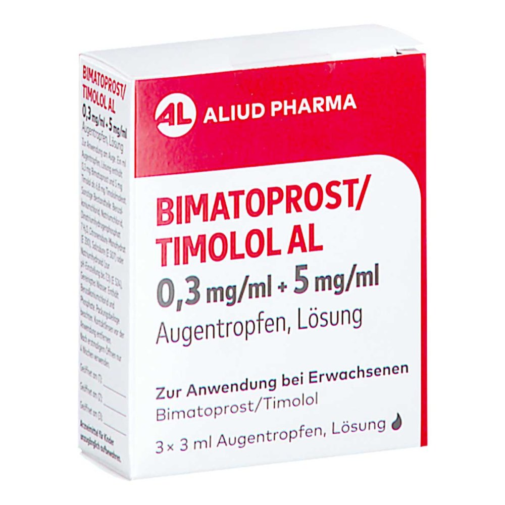 Das Produktfoto zeigt Bimatoprost/Timolol Al 0,3 Mg/Ml + 5 Mg/Ml Atr (3X3 ml) PZN 13719307