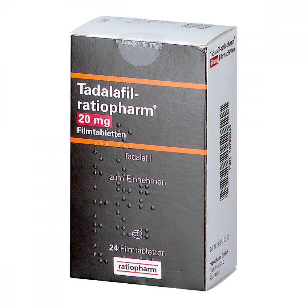 Das Produktfoto zeigt Tadalafil-Ratiopharm 20 Mg Filmtabletten (24 stk) PZN 13720345