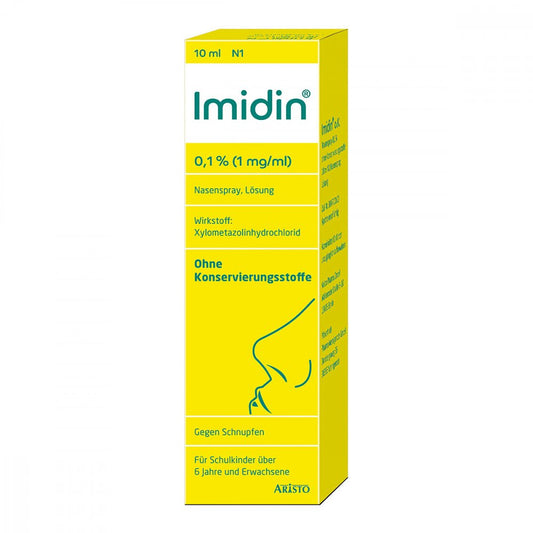 Das Produktfoto zeigt Imidin 0,1% 1 Mg/Ml Nasenspray (10 ml) PZN 13722491
