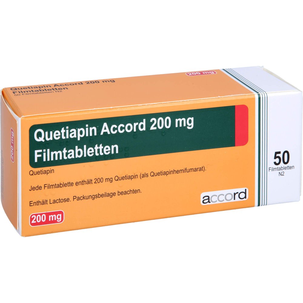 Das Produktfoto zeigt Quetiapin Accord 200 Mg Filmtabletten (50 stk) PZN 13722887