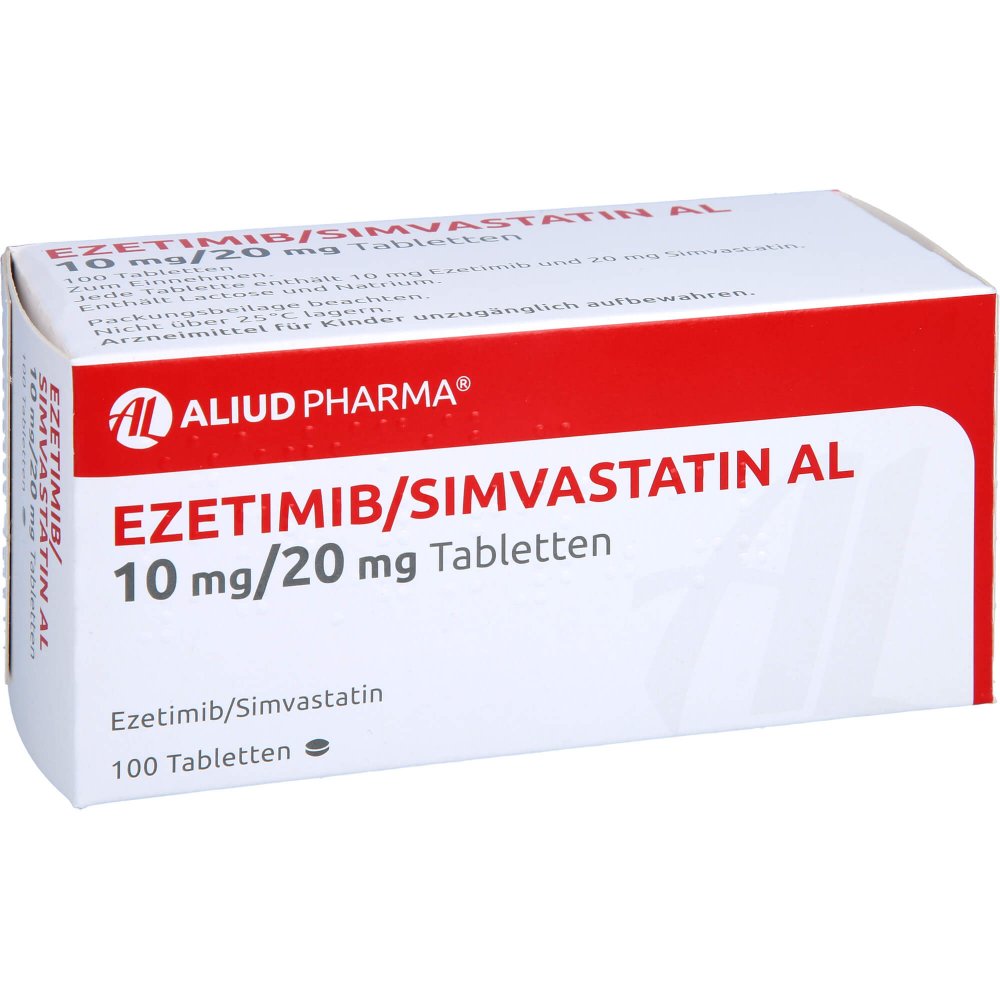 Das Produktfoto zeigt Ezetimib/Simvastatin Al 10 Mg/20 Mg Tabletten (100 stk) PZN 13744110