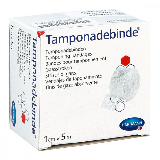 Das Produktfoto zeigt Tamponadebinde 1 Cmx5 M Steril Hartmann (1 stk) PZN 13745865