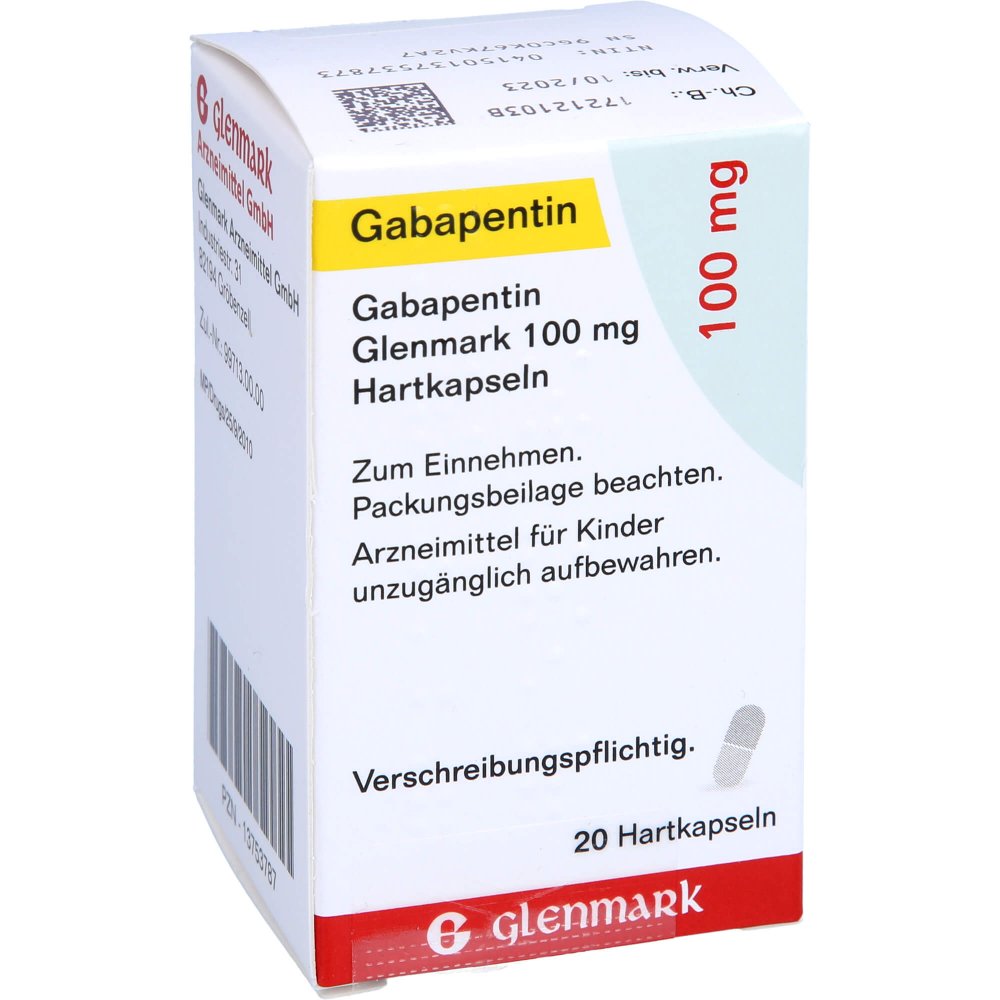 Das Produktfoto zeigt Gabapentin Glenmark 100 Mg Hartkapseln (20 stk) PZN 13753787