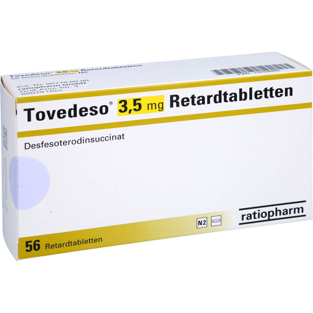 Das Produktfoto zeigt Tovedeso 3,5 Mg Retardtabletten (56 stk) PZN 13754829