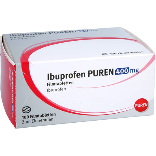 Das Produktfoto zeigt Ibuprofen Puren 400 Mg Filmtabletten (100 stk) PZN 13816677