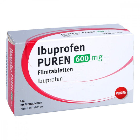 Das Produktfoto zeigt Ibuprofen Puren 600 Mg Filmtabletten (20 stk) PZN 13816708
