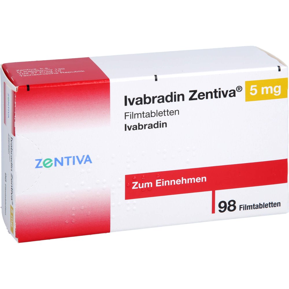 Das Produktfoto zeigt Ivabradin Zentiva 5 Mg Filmtabletten (98 stk) PZN 13819121