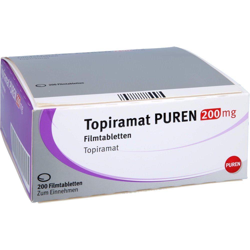 Das Produktfoto zeigt Topiramat Puren 200 Mg Filmtabletten (200 stk) PZN 13821218