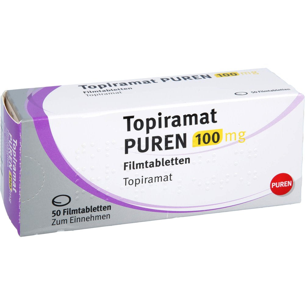 Das Produktfoto zeigt Topiramat Puren 100 Mg Filmtabletten (50 stk) PZN 13821299