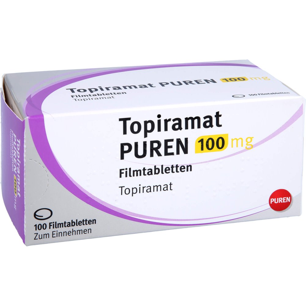 Das Produktfoto zeigt Topiramat Puren 100 Mg Filmtabletten (100 stk) PZN 13821307
