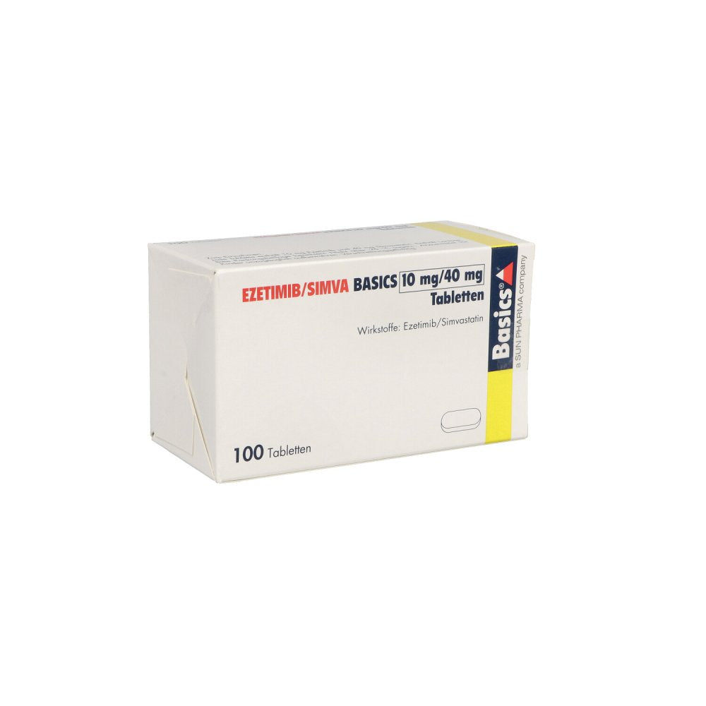 Das Produktfoto zeigt Ezetimib/Simva Basics 10 Mg/40 Mg Tabletten (100 stk) PZN 13828166