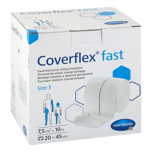 Das Produktfoto zeigt Coverflex Fast Schlauchverb.Gr.3 7,5 Cmx10 M Weiß (1 stk) PZN 13828321